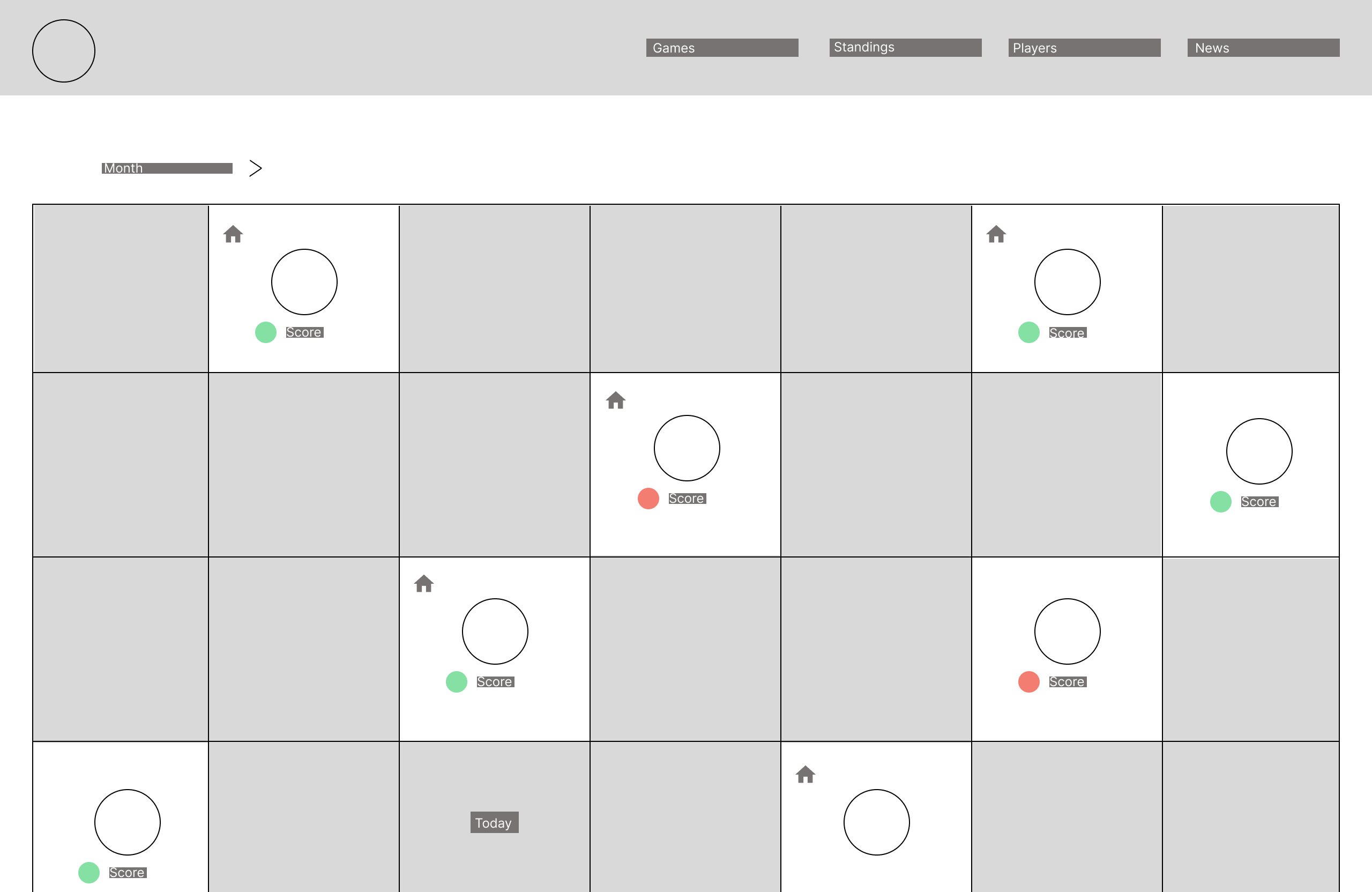 Schedule wireframe